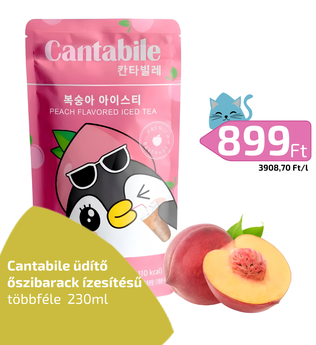 Cantabile üdítő őszibarack ízesítésű többféle 230ml